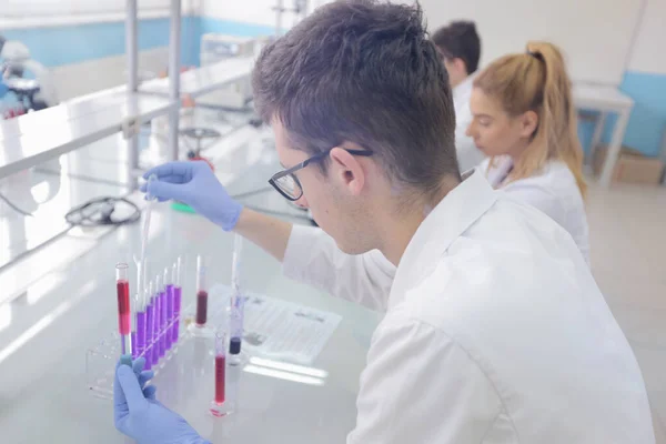 Grupo de jóvenes científicos de laboratorio que trabajan en el laboratorio con test tu —  Fotos de Stock