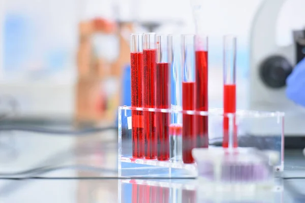 미생물학적 피펫은 유전 실험실에 있습니다. 과학의 노동 — 스톡 사진