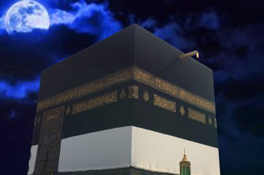 Gece gökyüzü ile Mekke 'de Kabe