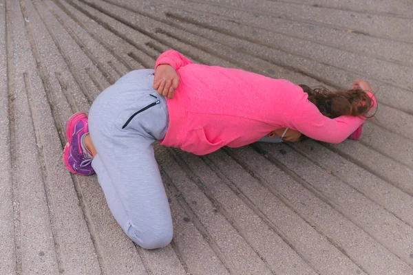 Giovane Corridore Donna Che Prepara Fare Jogging Strada Corpo Forma — Foto Stock