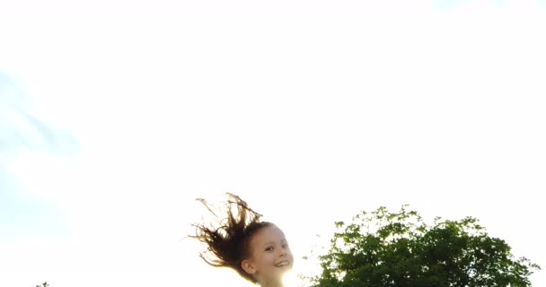 Active Childhood Happy Child Girl Dancing Outdoor — Stock Video