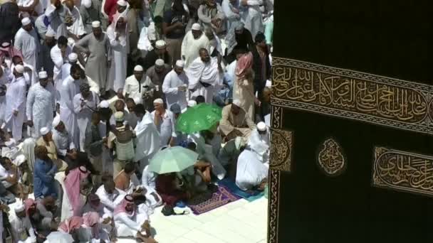 2019年8月8日 世界各地的朝圣者在Kaaba附近的Umrah或Hajj期间表演Tawaf — 图库视频影像