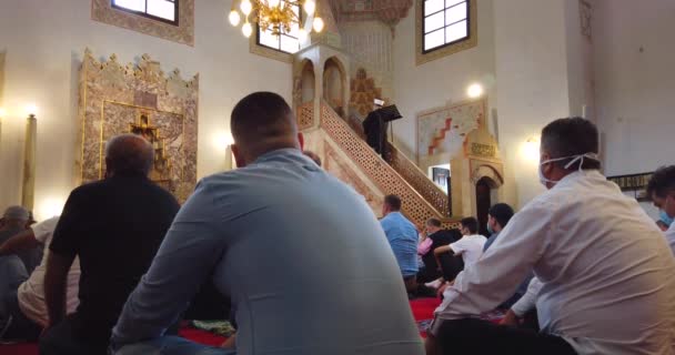 Cuma Namazı Saraybosna Bosna Hersek Temmuz 2020 Müslümanlar Salgın Corova — Stok video