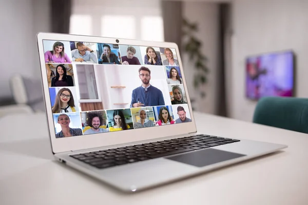 Online Remote Learning Digital Video Conference Chat Students Teaching Learning — Stock Photo, Image