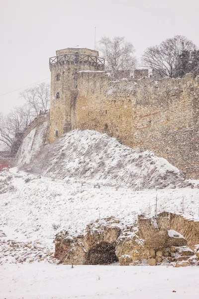 Belgrade Festung Unter Dem Schnee Beachten Sie Flache Schärfentiefe — Stockfoto