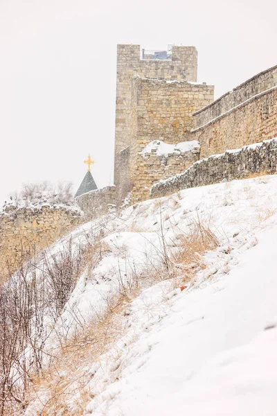 Стара Фортеця Белград Під Снігом Примітка Невелика Глибина Різкості — стокове фото