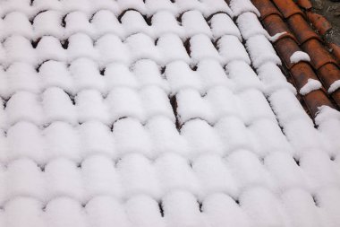 Karla kaplı evin çatısı