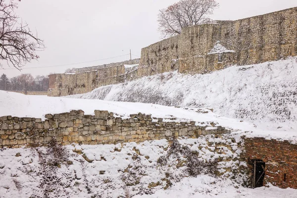 Belgrade Festung Unter Dem Schnee Beachten Sie Flache Schärfentiefe — Stockfoto