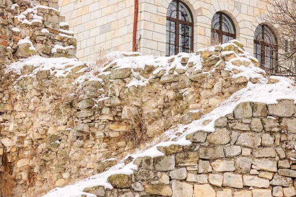 Mira Las Diversas Partes Fortaleza Belgrado Bajo Nieve Nota Poca — Foto de Stock