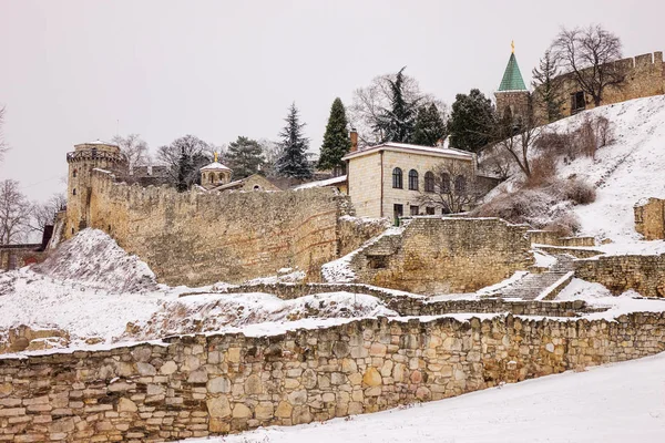 Mira Las Diversas Partes Fortaleza Belgrado Bajo Nieve Nota Poca —  Fotos de Stock