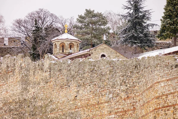 Look Various Parts Belgrade Fortress Snow Note Shallow Depth Field — Stock Photo, Image