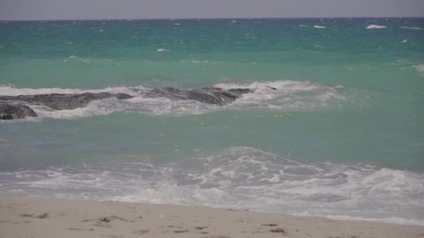 Vent Fort Vagues Sur Mer Méditerranée Bleu Vert Ralenti — Video