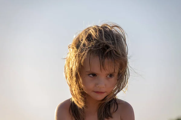 Portrét Dítěte Pláži Létě — Stock fotografie