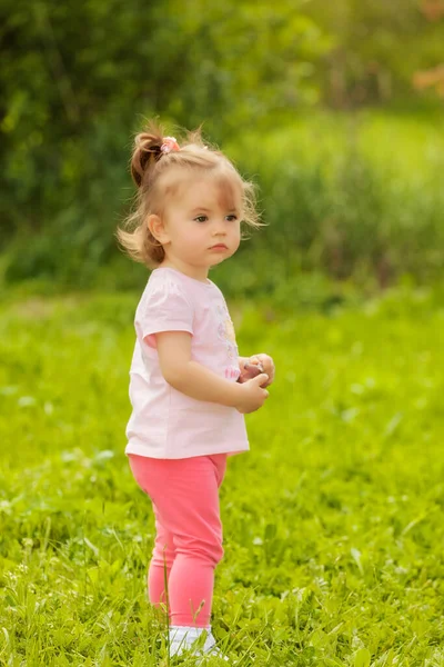 Baby Frühjahr Auf Dem Gras Beachten Sie Die Geringe Schärfentiefe — Stockfoto