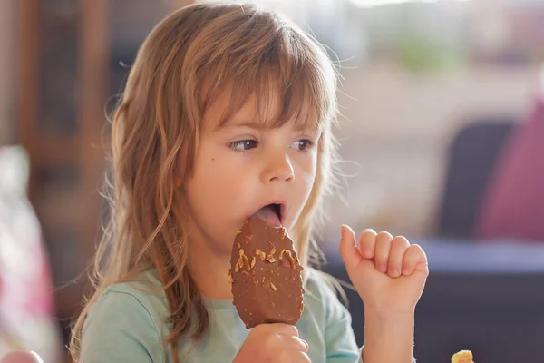 Portrait Girl Ice Cream Stick — Stock Photo, Image