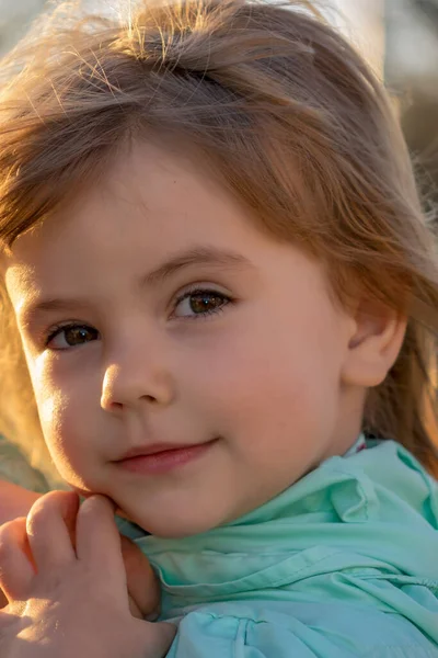 Portrait Little Girl Wind — Stock Photo, Image