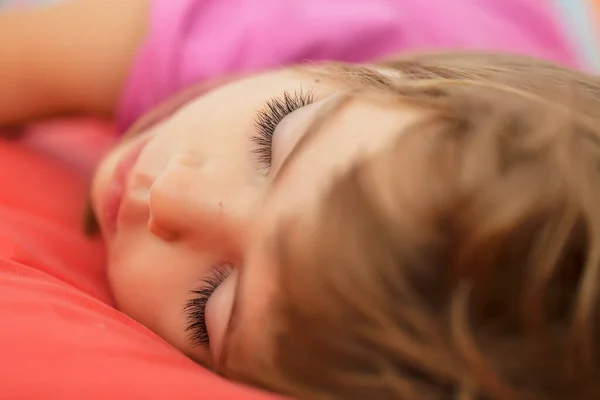 Little Girl Big Pillow — Stock Photo, Image