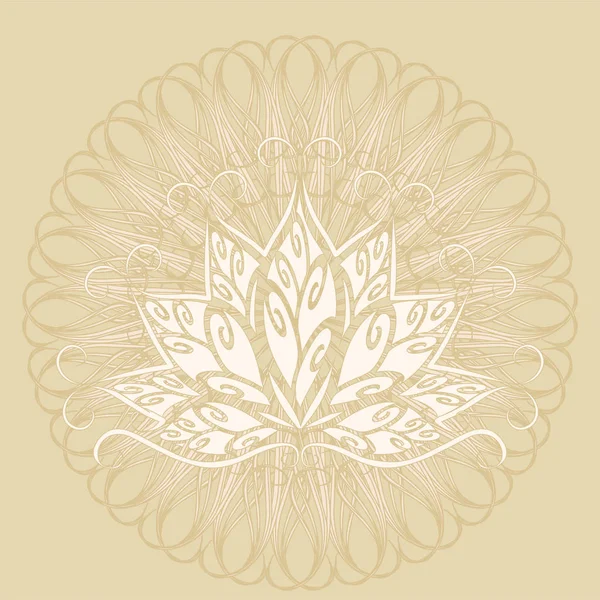 Lotus Und Mandala Vektorbild Einer Stilisierten Lotusblume Vintage Stil Mit — Stockvektor