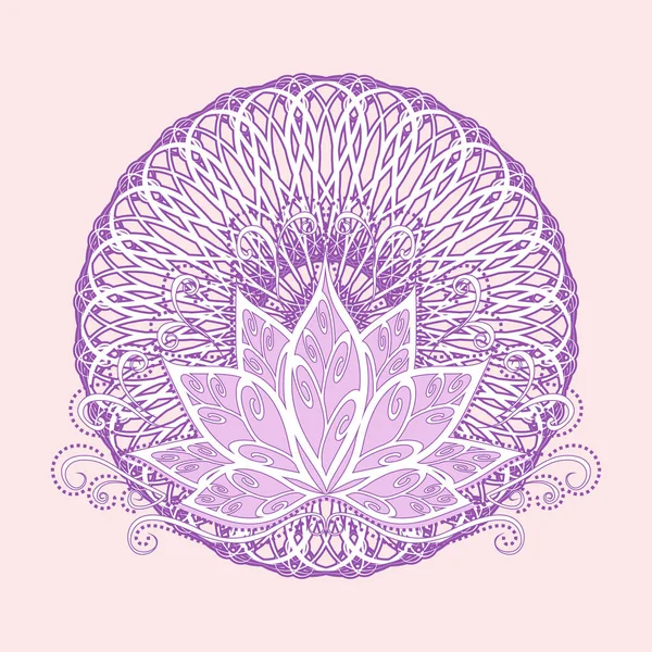 Lotus Mandala Vektorový Obraz Stylizovaného Lotosového Květu Stylu Vintage Mandalou — Stockový vektor