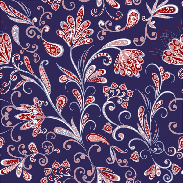 Abstract Vintage Pattern Decorative Flowers Leaves Paisley Pattern Oriental Style — Stock Vector