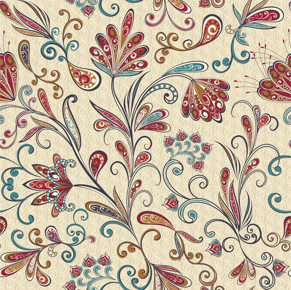 Dekoratif çiçekli, yapraklı ve doğu tarzında desenli soyut vintage desen.