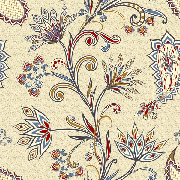 Padrão Vintage Abstrato Com Flores Decorativas Folhas Padrão Paisley Estilo —  Vetores de Stock