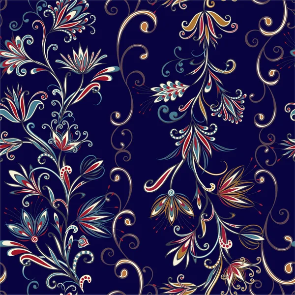 装飾花 葉と東洋スタイルでペイズリー模様と抽象ヴィンテージパターン — ストックベクタ