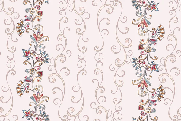 Patrón Vintage Abstracto Con Flores Decorativas Hojas Patrón Paisley Estilo — Vector de stock