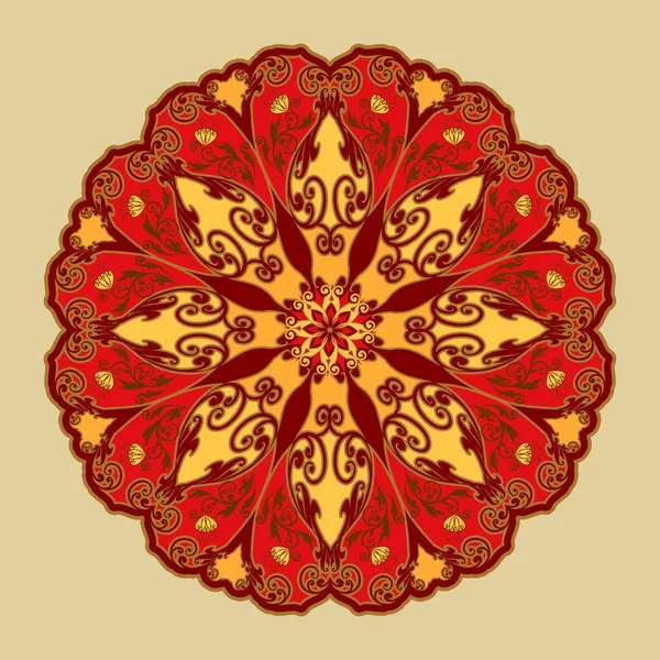 Adorno Floral Decorativo Estilo Oriental Mandala — Vector de stock