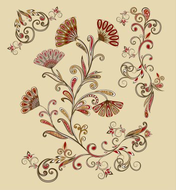 Fantastik buket. Arka planda etnik geleneksel tarzı.