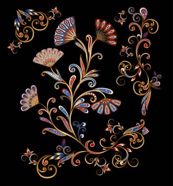 Fantastik buket. Arka planda etnik geleneksel tarzı.