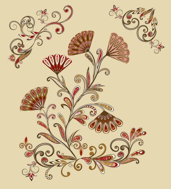 Fantastik buket. Arka planda etnik geleneksel tarzı.