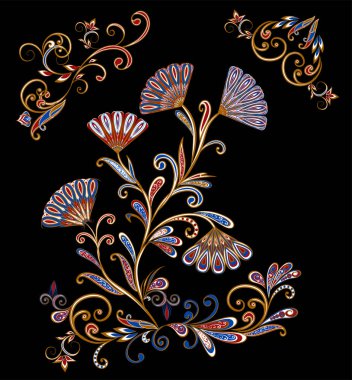 Fantastik buket. Arka planda etnik geleneksel tarzı.