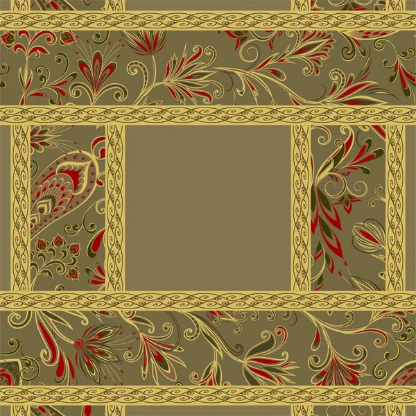 Padrão Vintage Abstrato Com Flores Decorativas Folhas Padrão Paisley Estilo — Vetor de Stock