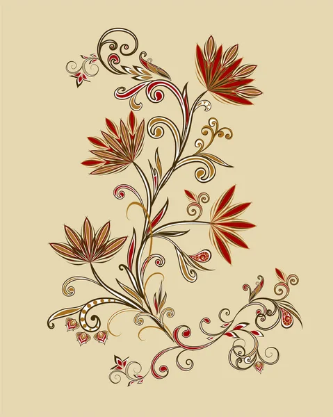 Bouquet Fleurs Fantastiques Contexte Dans Style Ethnique Traditionnel — Image vectorielle