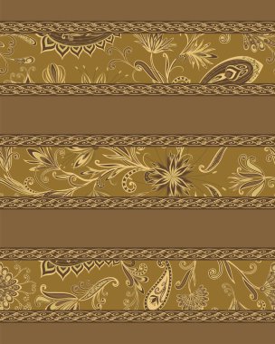 Dekoratif çiçekli, yapraklı ve doğu tarzında desenli soyut vintage desen.