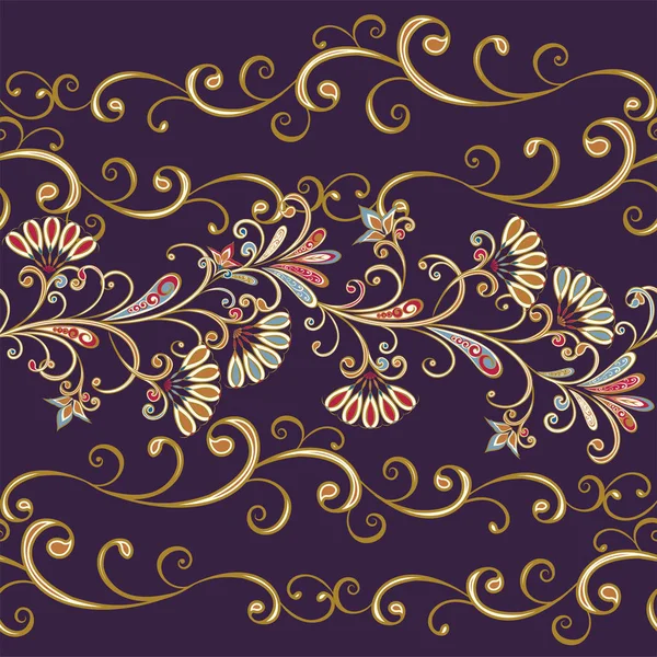Безшовні Вінтажні Кордони Традиційний Східний Стиль Декоративні Квіткові Елементи Декоративні — стоковий вектор