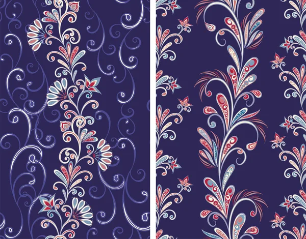 Abstraktes Vintage Muster Mit Dekorativen Blüten Blättern Und Paisley Muster — Stockvektor
