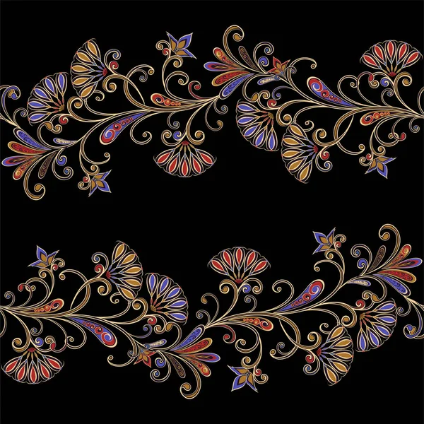 Abstract Vintage Pattern Decorative Flowers Leaves Paisley Pattern Oriental Style — Stock Vector