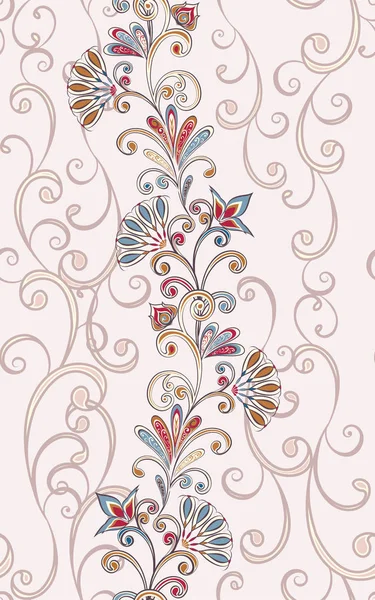 Padrão Vintage Abstrato Com Flores Decorativas Folhas Padrão Paisley Estilo — Vetor de Stock