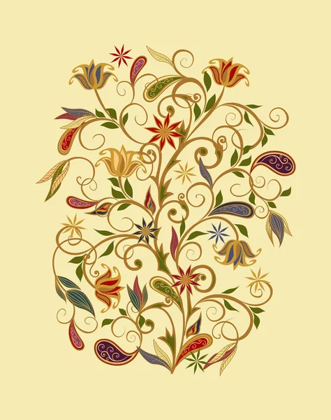 幻想的な花の花束 民族の伝統的なスタイルの背景 — ストックベクタ