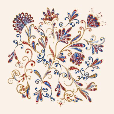 Fantastik buket. Arka planda etnik geleneksel tarzı.