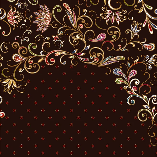 Modèle Vintage Abstrait Avec Fleurs Décoratives Feuilles Motif Paisley Dans — Image vectorielle