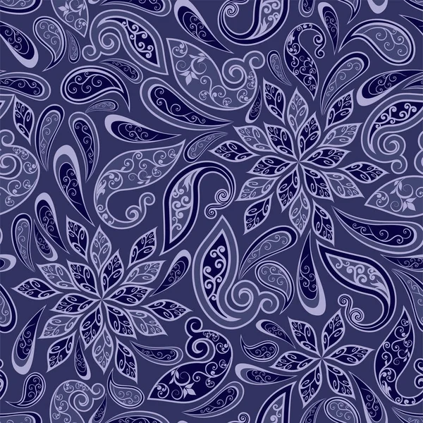 Dekoratif çiçekli, yapraklı ve doğu tarzında desenli soyut vintage desen.