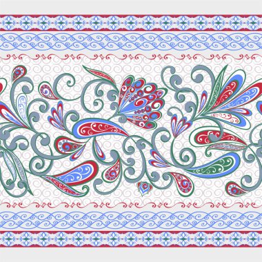 Sorunsuz vintage sınırları. Geleneksel Doğu tarzı, süs çiçek öğeleri.