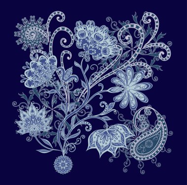 Fantastik buket. Arka planda etnik geleneksel tarzı.