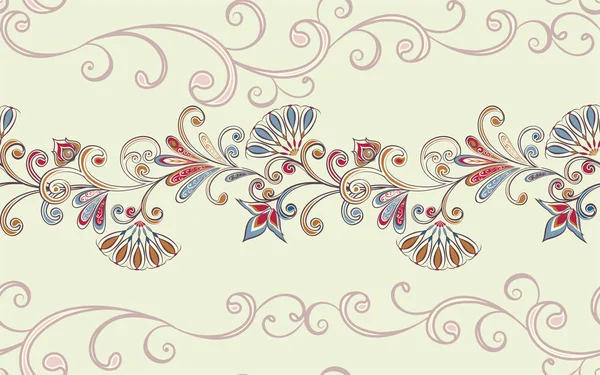 Абстрактный Винтажный Узор Декоративными Цветами Листьями Узором Пейсли Восточном Стиле — стоковый вектор