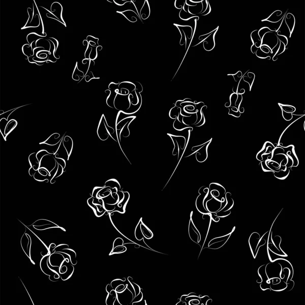 Нежный Узор Роз Векторная Графическая Роза Нарисованная Ручкой Чернилами — стоковый вектор