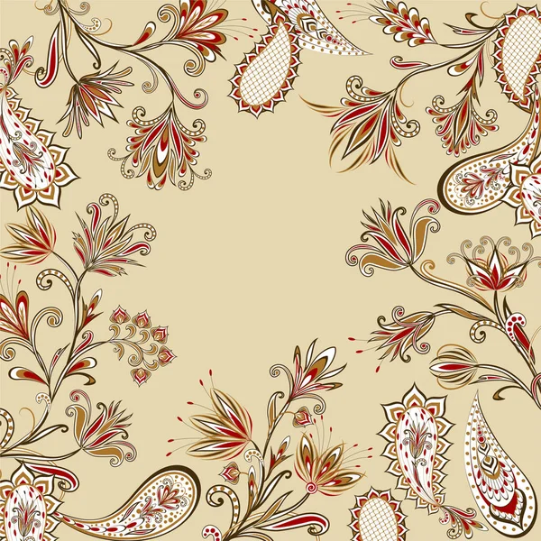 Abstract Vintage Pattern Decorative Flowers Leaves Paisley Pattern Oriental Style — Stock Vector