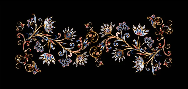 Купа Фантастичних Квітів Походження Традиційному Етнічному Стилі Абстрактний Вінтажний Візерунок — стоковий вектор